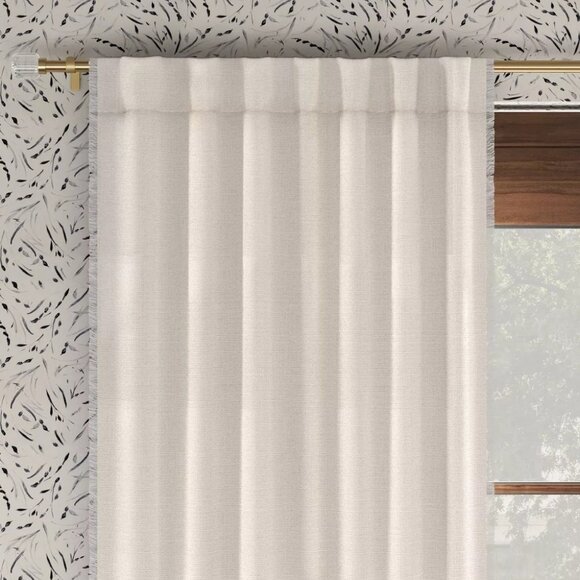 Threshold Blackout Slub Weave Raw Edge Single Natural Curtain Panel 50" x 84" - Picture 2 of 7